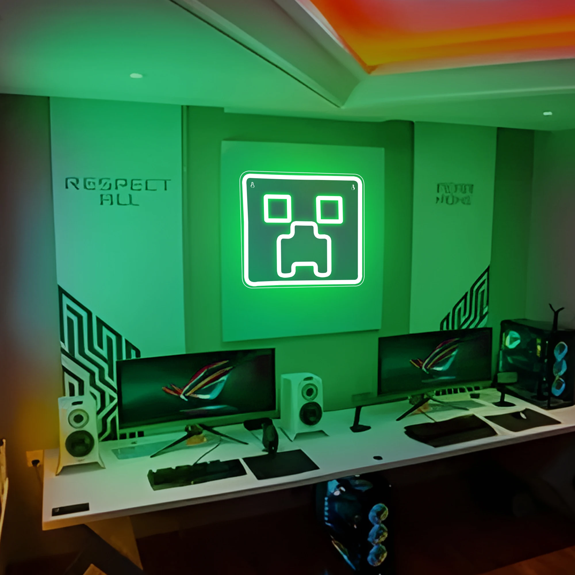 Gaming Neon LED Sign Green Blocks Light Up Signs for Game Room Game Wall Decor Signs for Men Boys Gamers