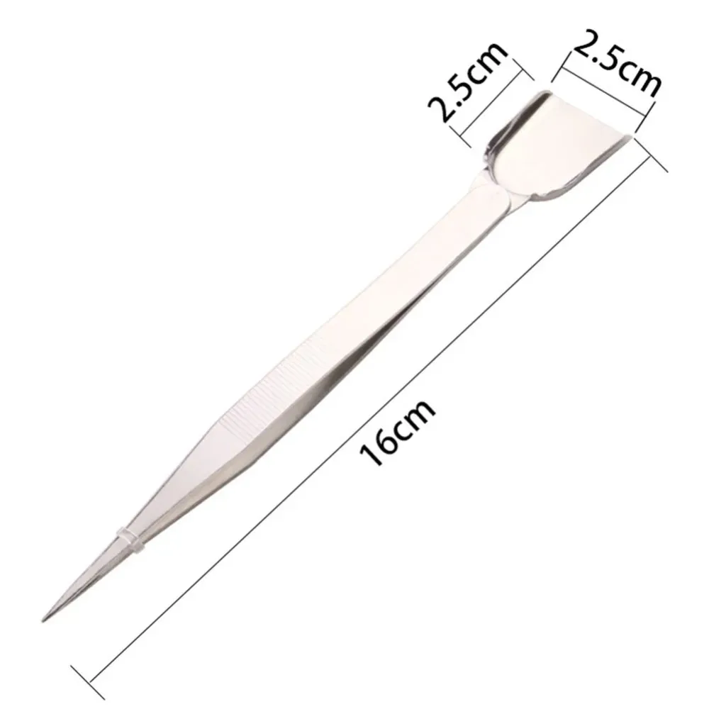 1Pc Stainless Steel Diamond Tweezers With Scoop Shovel 2 In 1 Dual‑use For Gem Bead Holding Clip Jewelry DIY Manual Tools