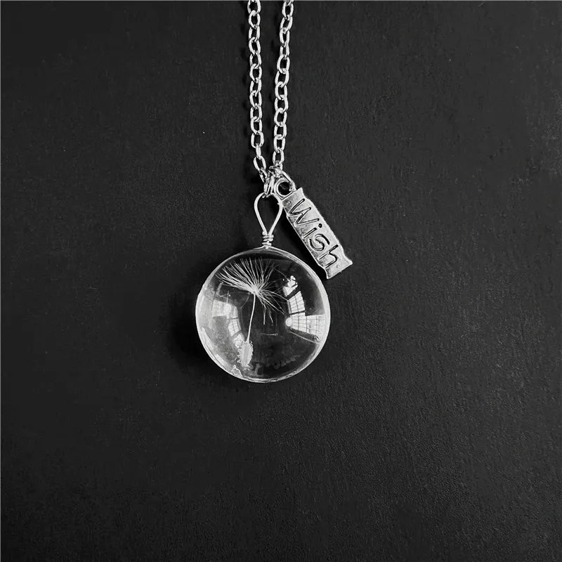 قلادة عصرية من سبيكة معدنية بتصميم بذور الهندباء الطبيعية، هدية للفتيات في زجاجة، سلسلة متقاطعة بدون قلادة، نصف مجوهرات #5