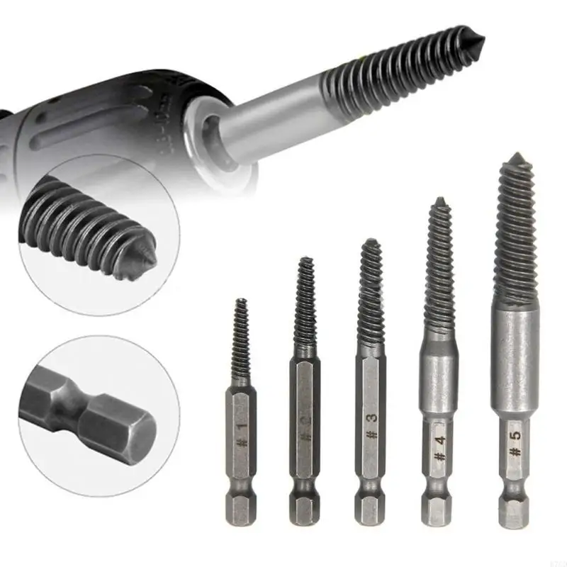 E7CD Screw Extractor and Twist Drill Bit Set Easy Out Screw Extractor for Remove Damaged Screws Reverse Drill Bit Extractor