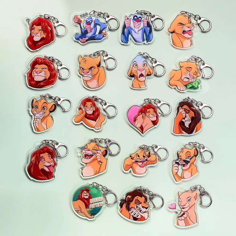 Llavero acrílico de Disney El Rey León, accesorios para coche, bonito llavero para bolso, colgante divertido para mochila, regalos decorativos, 1/19 Uds.