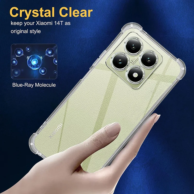 Shockproof Shockmt Silicone Soft Case For Xiaomi 14T 14 T 13T 13 12 12T 12X 12S Luxury Ultra Thin Soft Back Cover Clear Shell ﻿