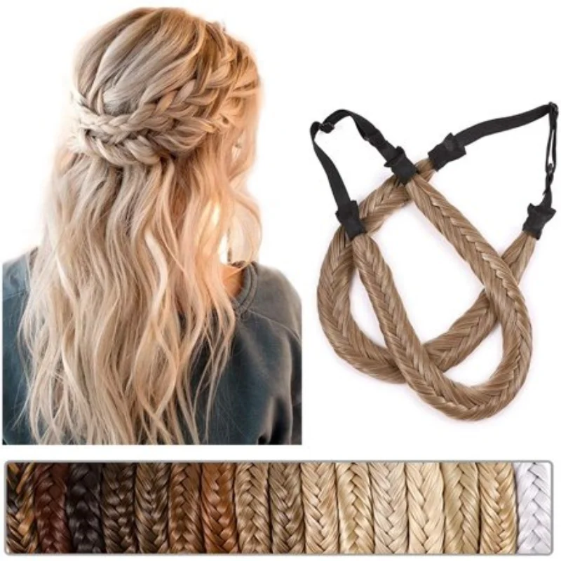 Fashion Wig Twist Headbands for Women Wide Fishbone Braids Hairbands Handmade Head Hoop Hair Styling Headwear Accessories