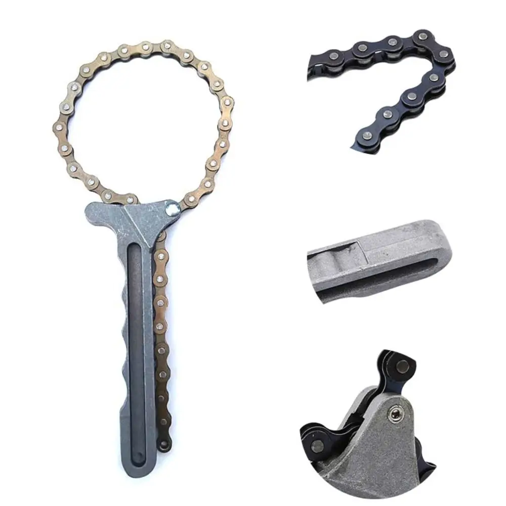 

Adjustable Design Oil Chain Wrench Wear Resiatant Durable Oil Fuel Filter Comfortable Grip Anti-slip Spanner Remover Tool