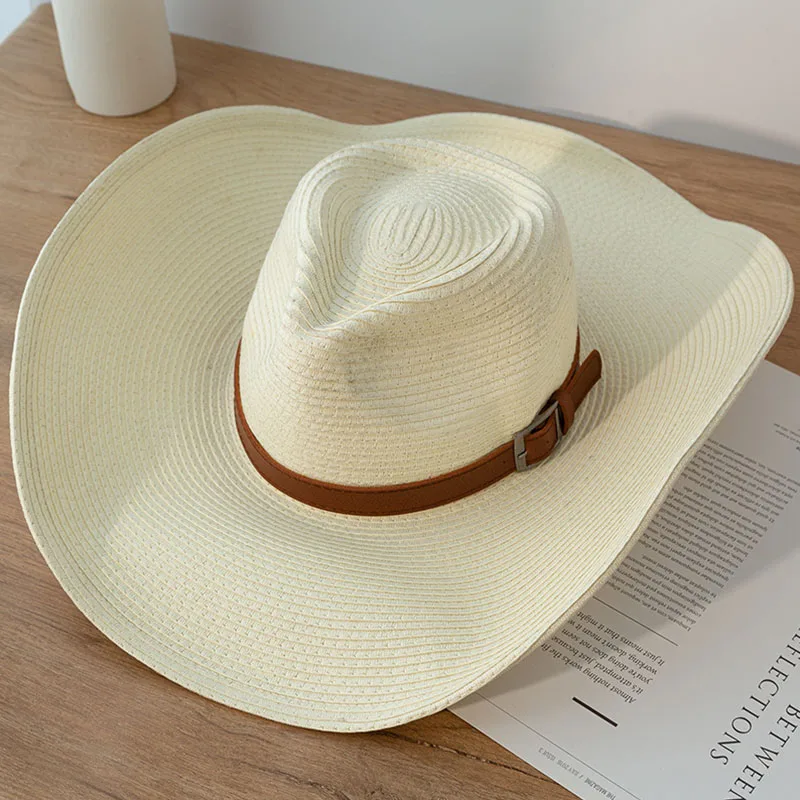 Summer Big Edge Wild Sun Cap Men And Women Outdoor Cowboy Sunscreen Straw Cap Foldable Curling Hat Beach Fishing Casual Hat