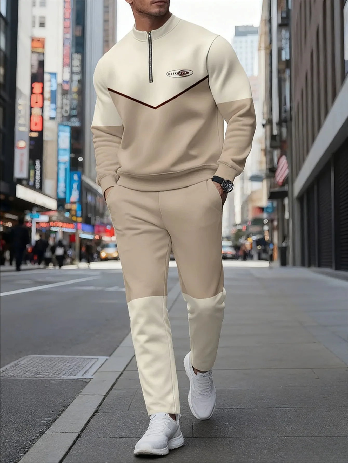 Conjunto de 2 piezas, conjunto deportivo de manga larga y pantalones largos a la moda para hombres europeos y americanos