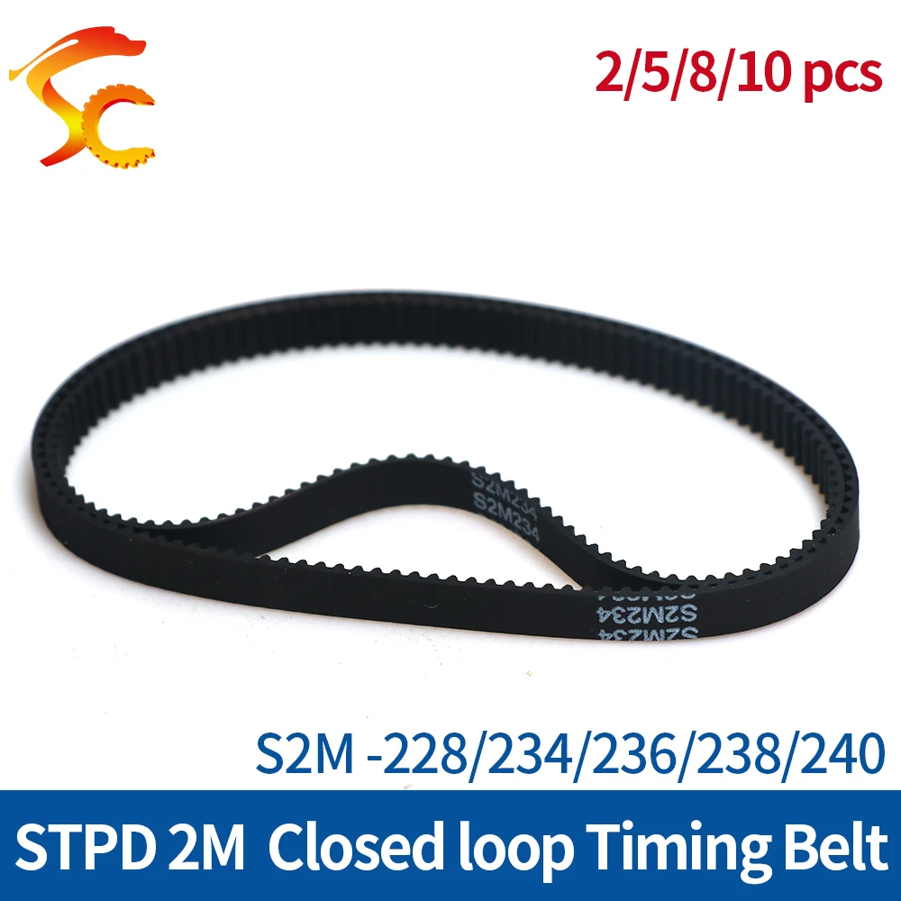 ONEFIRE Rubber Timing Belt S2M 228/234/236/238/240mm Width 6/9/10/15mm STPD 2M Synchronous Closed loop Belt