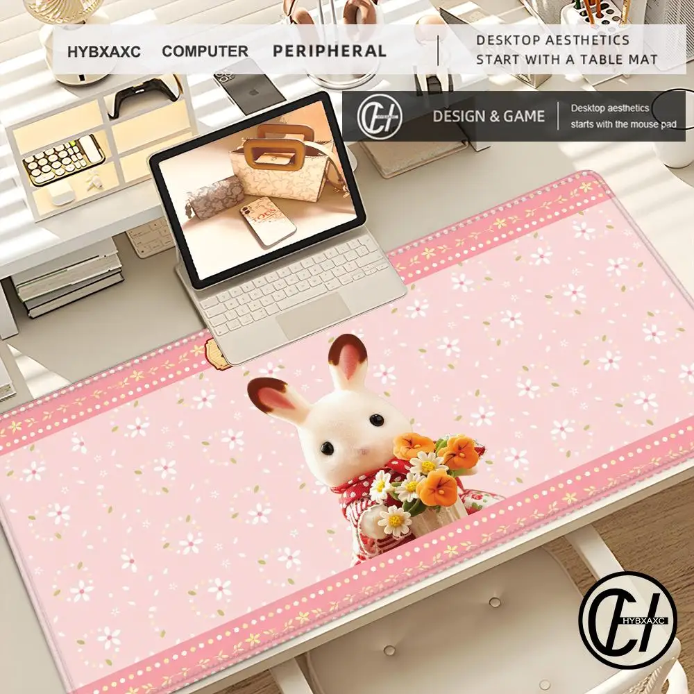 S-S-Sylvanian F-Familie Mouse Pad For Office Gaming And Keyboard Big Table Mat Non-Slip Large Waterproof Rubber Desk Pad HYBXAXC