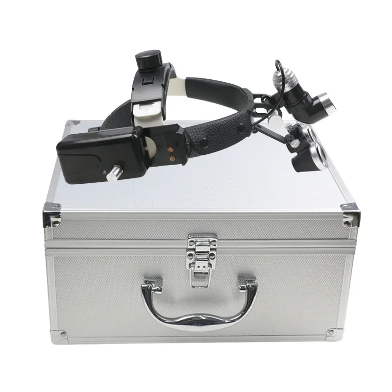 

GREATLH Dentistry Binocular Magnifier Helmet Dental Loupe with Two Batteries 2.5X/3.5X Magnifying Glasses Dental Instrument