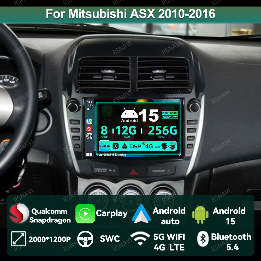 

Автомобильный радиоприемник Android 15 для Mitsubishi ASX 2010-2016 NO 2DIN WIFI + 4G Qualcomm авторадио стерео QLED DSP 9/10 дюймов 360 камера АВТО
