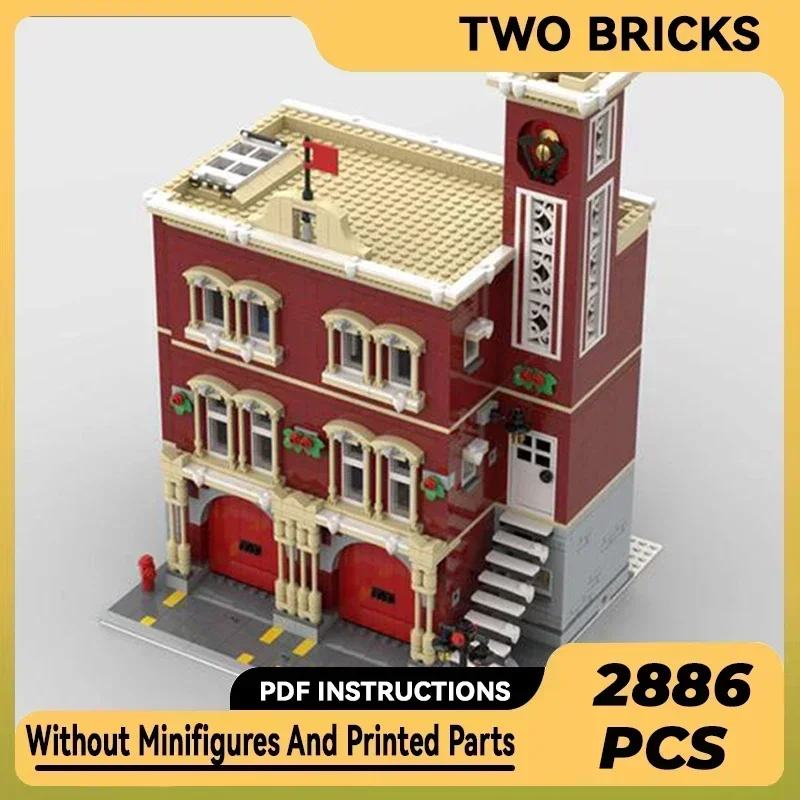 

Urban Street View Model Moc Building Bricks Winter Fire Station Technology Modular Blocks Gifts Christmas Toys DIY Sets Assembly