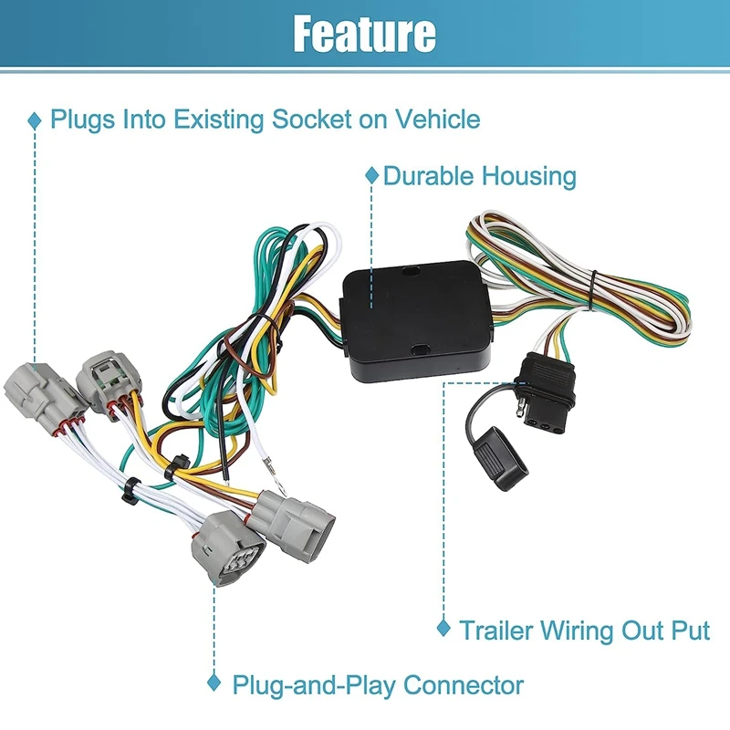 

4 Way Trailer Wiring Harness Connector Plug 56208 118605 Parts Accessories Fit For Jeep Cherokee 2014-2018