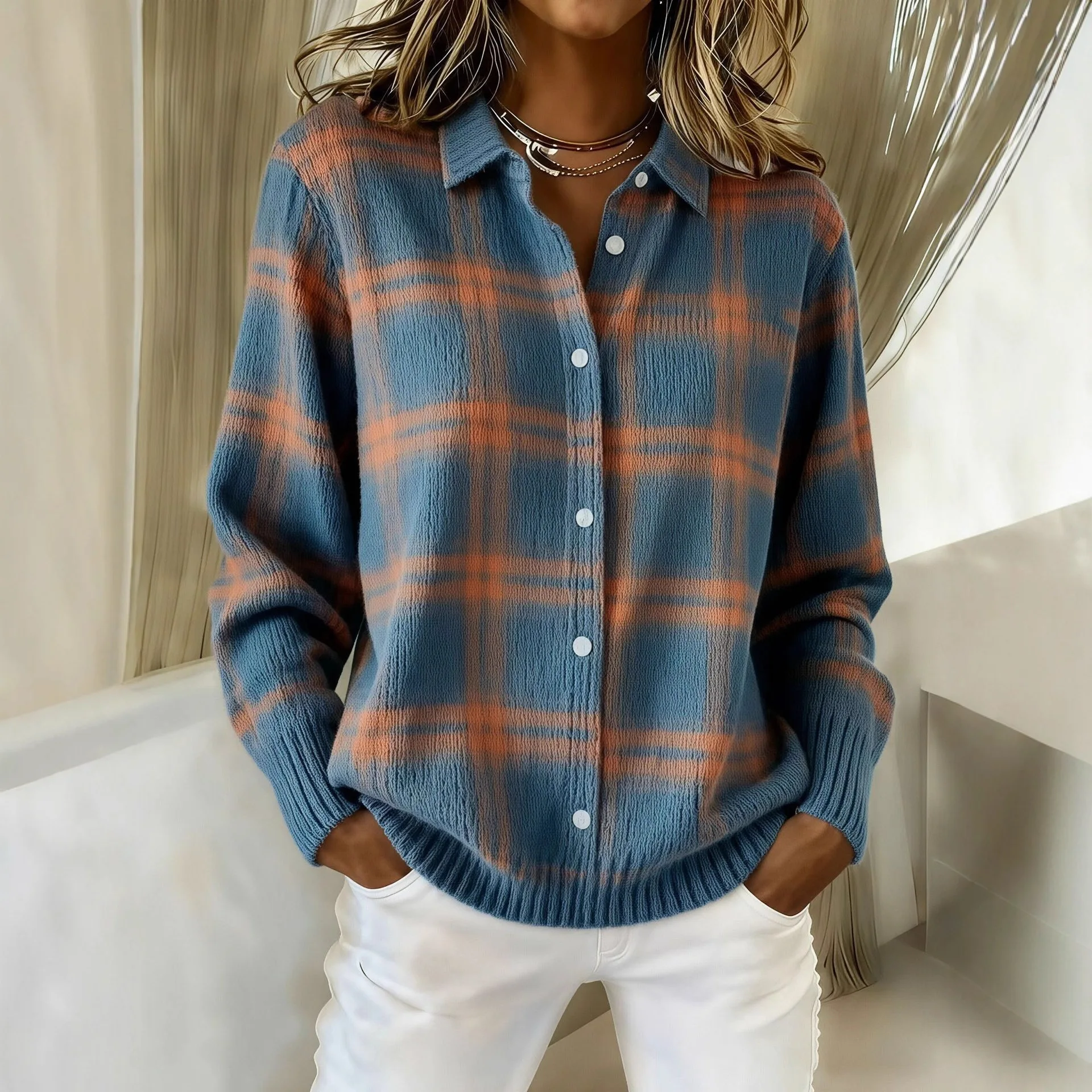 

Новая лоскутная женская рубашка с длинными рукавами, повседневная уличная рубашка с воротником, удобная женская рубашка премиум-класса свободного покроя