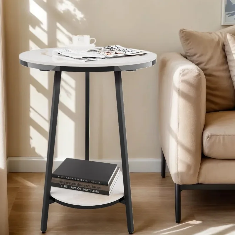 

Side Table: 19.7“ Modern Aesthetic Sintered Stone End Tables - Metal Stable Frame Resistant to Scratches Stains Heat.