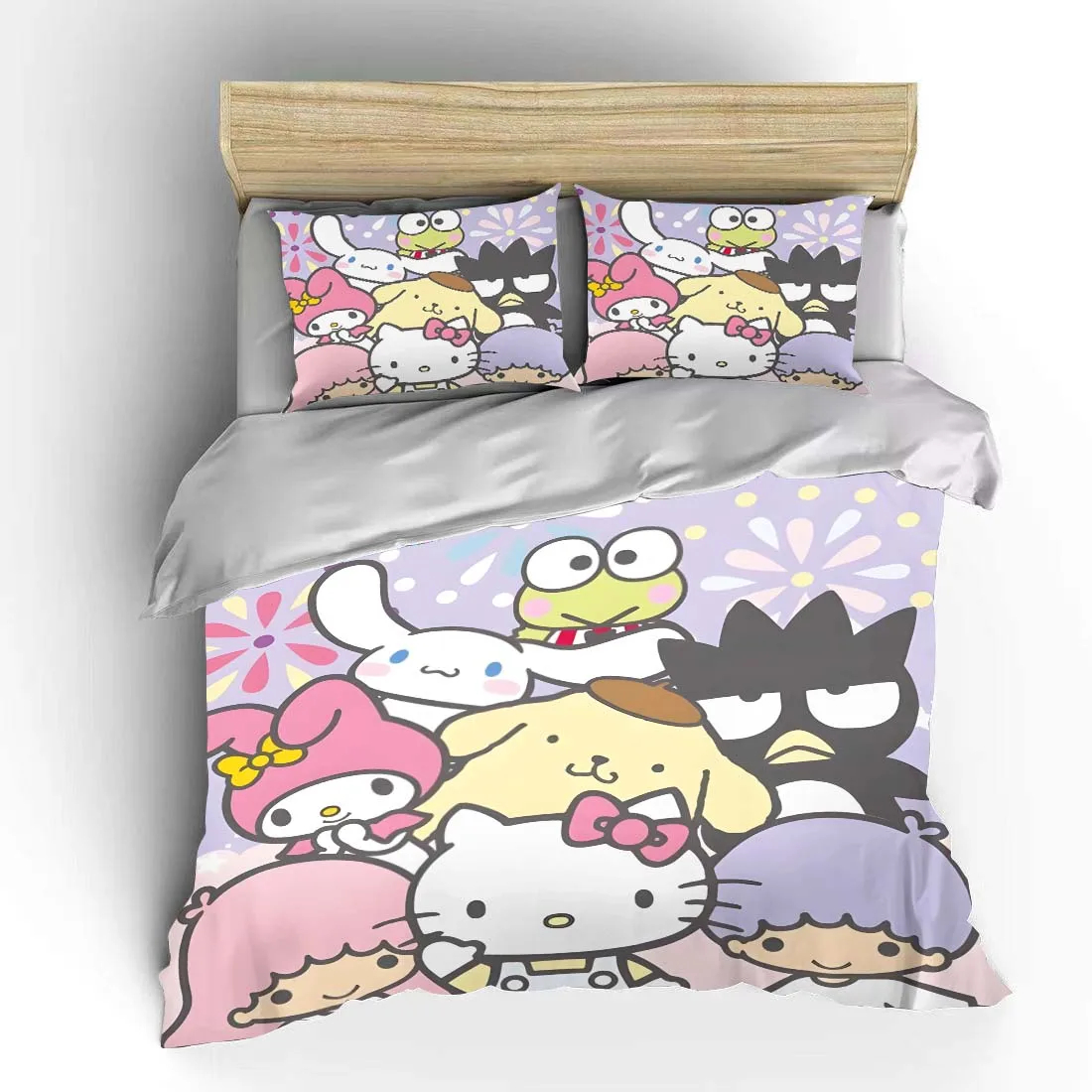 

Sanrio Family All Character Bedding Set Quilt 3 Pieces Duvet Cover Us King Queen Size Bedclothes Children Kid Boy Bed Decor