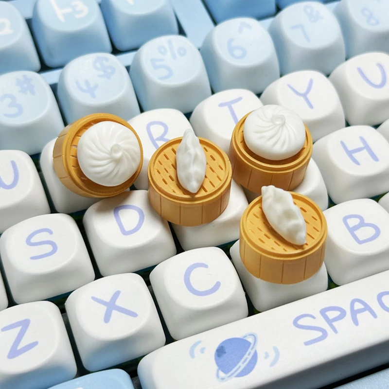 Creative Steamed Bun Keycaps Lovely Handmade Dumpling Game Mechanical Keyboard Personality Keycap Cartoon Resin Keycaps Gifts