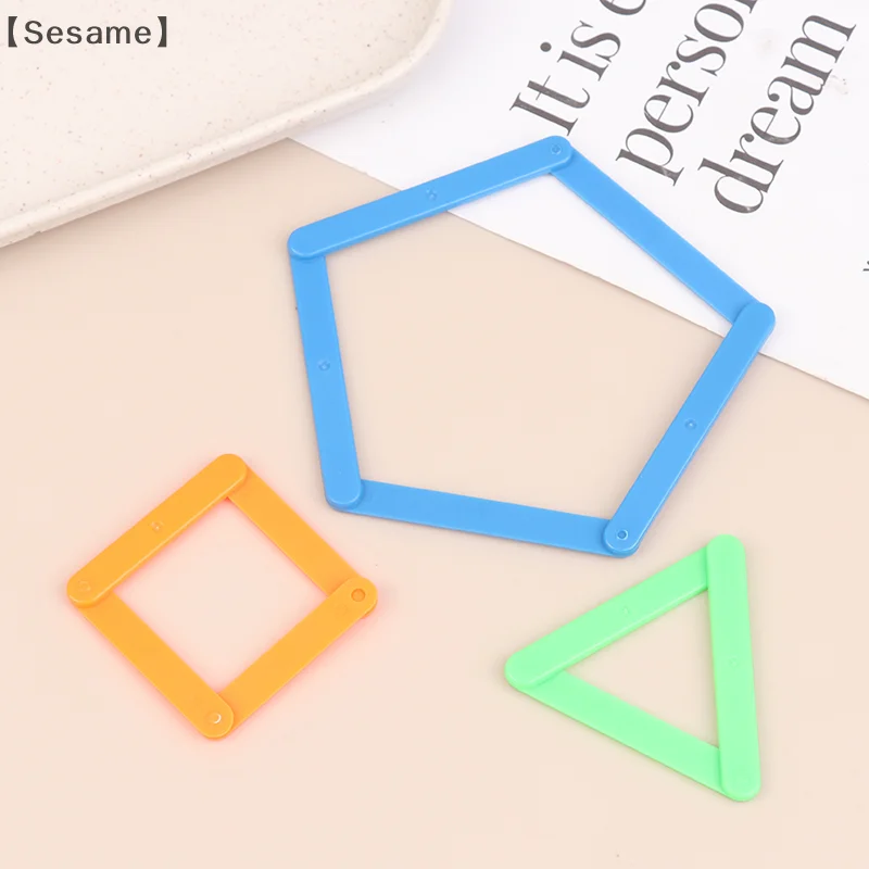 〔Sesame〕10/20/50Pcs Colorful Interlocking Polygon Bars Polygons Angle Learning Stick Montessori Math Learning Toy Toddler Gift
