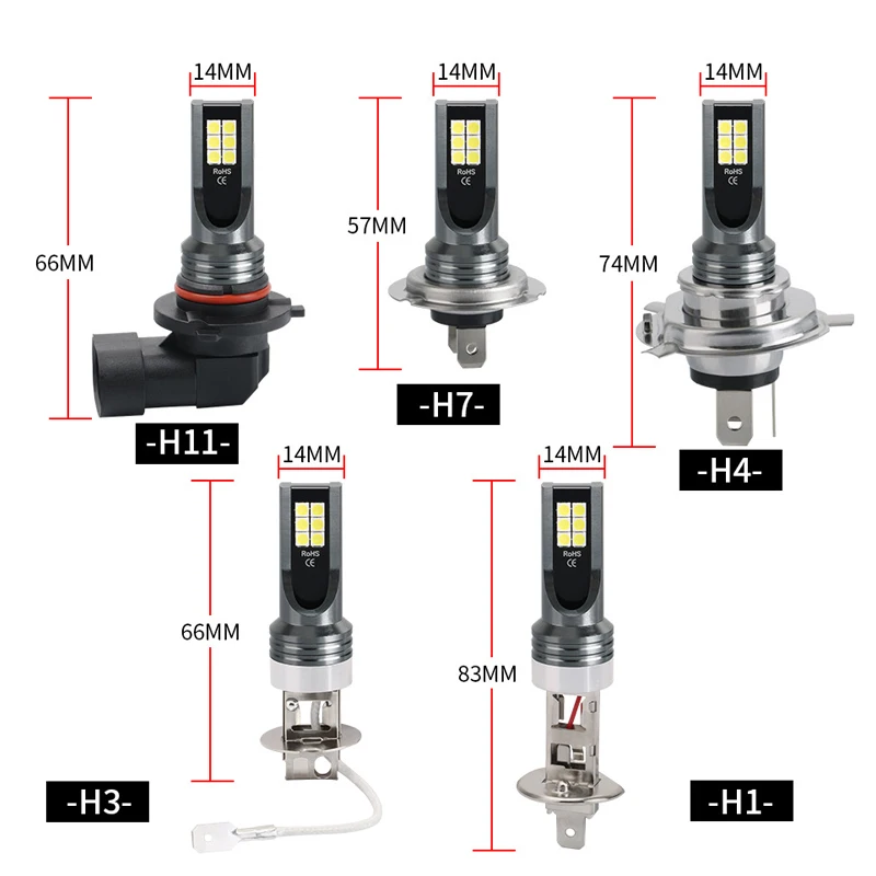 LED DRL H7 Bulbs Kit Auto Headlight 6000k White 12V Canbus 55w Waterproof High Power Super Led H7 Lamp Car Fog Light Bulb LED