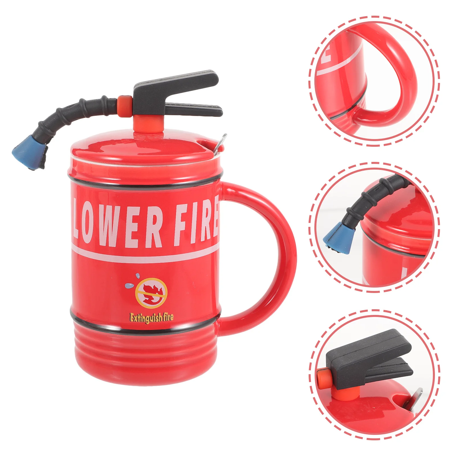 

Extinguisher Mug Ceramic Tea Cup 480ml with Lid Coffee Mug Creative Office Drinking Water Cup