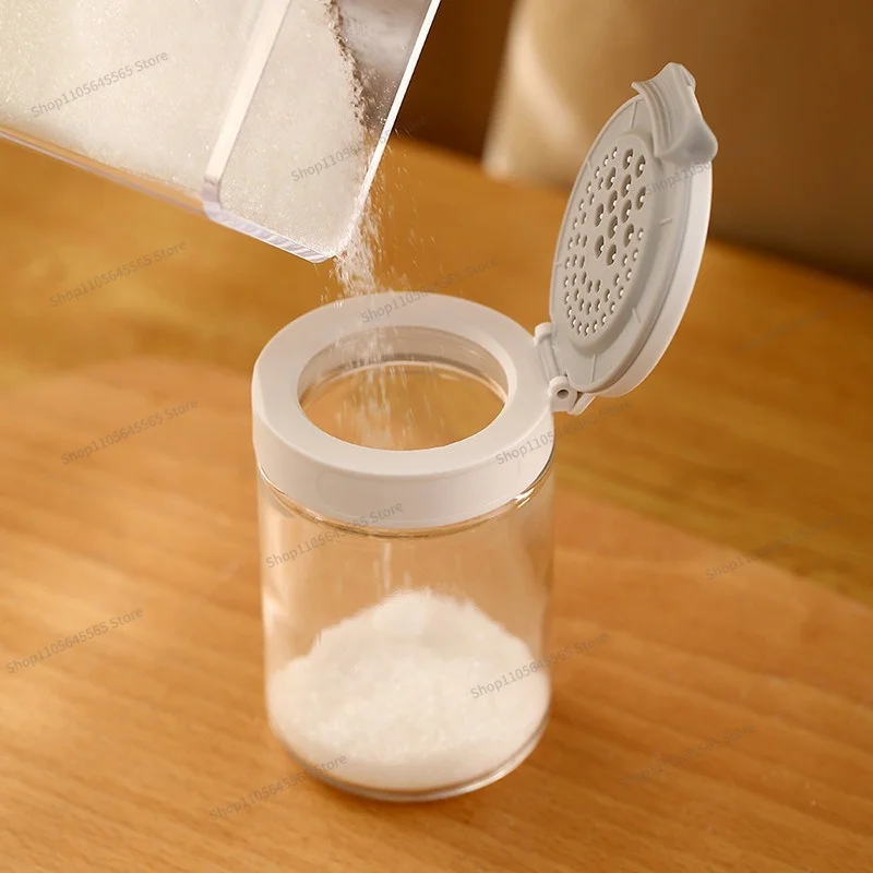For Household sodium calcium glass seasoning bottle, outdoor barbecue solid seasoning storage bottle