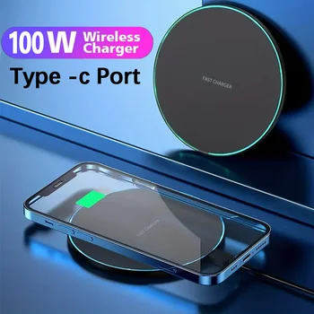 100W hızlı kablosuz şarj Pad iPhone 15 14 13 12 11 Pro Max Samsung Galaxy S24 S23 S22 S20 Xiaomi kablosuz şarj istasyonu