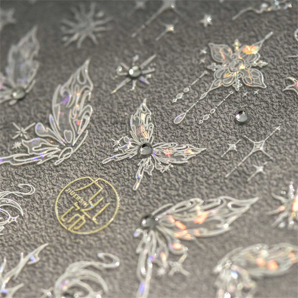 1ชิ้น5D แวววาวพลอยเทียมกลวงผีเสื้อเล็บเสน่ห์สติกเกอร์ตกแต่งเล็บหรูหราสติ๊กเกอร์ตกแต่งเล็บทำเล็บมือด้วยตนเองแถบเลื่อนกาว