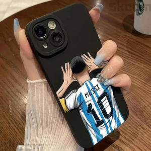 Nr. 10 Messi Futebol Superstar Design -Hülle für iPhone 15 Pro 16 14 13 12 11 Pro Max 7 8 Pius X XS Soft Silikonabdeckung 10 Hauptverkäufe iPhone X Messi Cover - №5