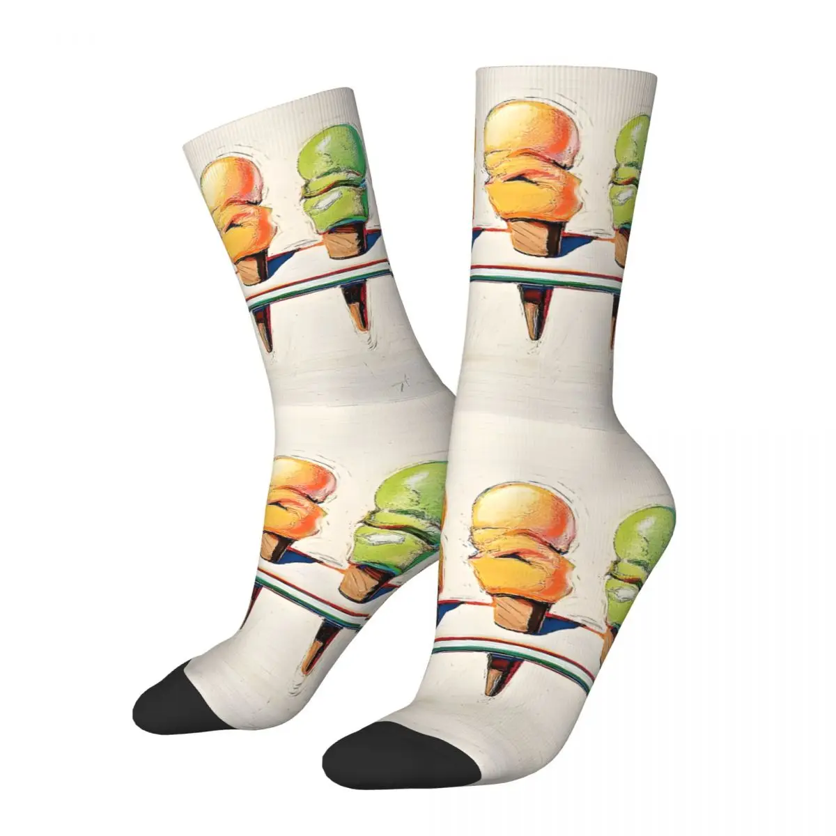 

Funny Crazy Sock for Men Ice Cream Hip Hop Harajuku Wayne Thiebaud Happy Seamless Pattern Printed Boys Crew compression Sock