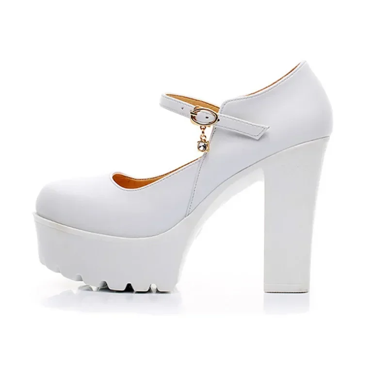 12cm Small Size 33-43 Spring Soft Leather Shoes Platform Pumps 2025 Trend Spring Block High Heels Shoes for Model Party Dress - Image 3