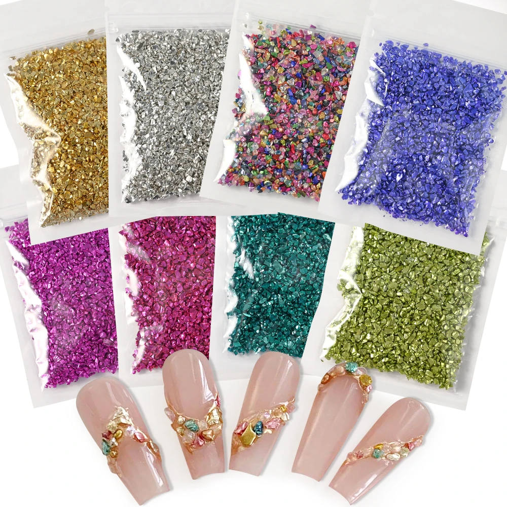 1pack 20g Mini Shaped Sparkling Nail Rhinestone Broken Glass Beads Jewelry Nail Charms Nail Art Glitter DIY Decor Accessories