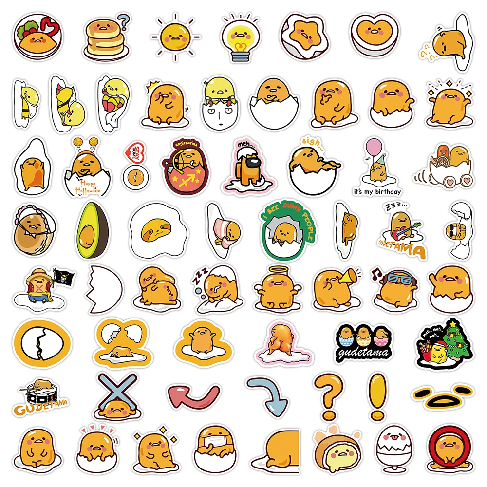 10/30/60/120 Stück Lustige Sanrio Anime Gudetama Aufkleber Niedliche Cartoon-Graffiti-Sticker für Gepäck, Handy, Scrapbook, Dekoration, Spielzeug – Detail 5