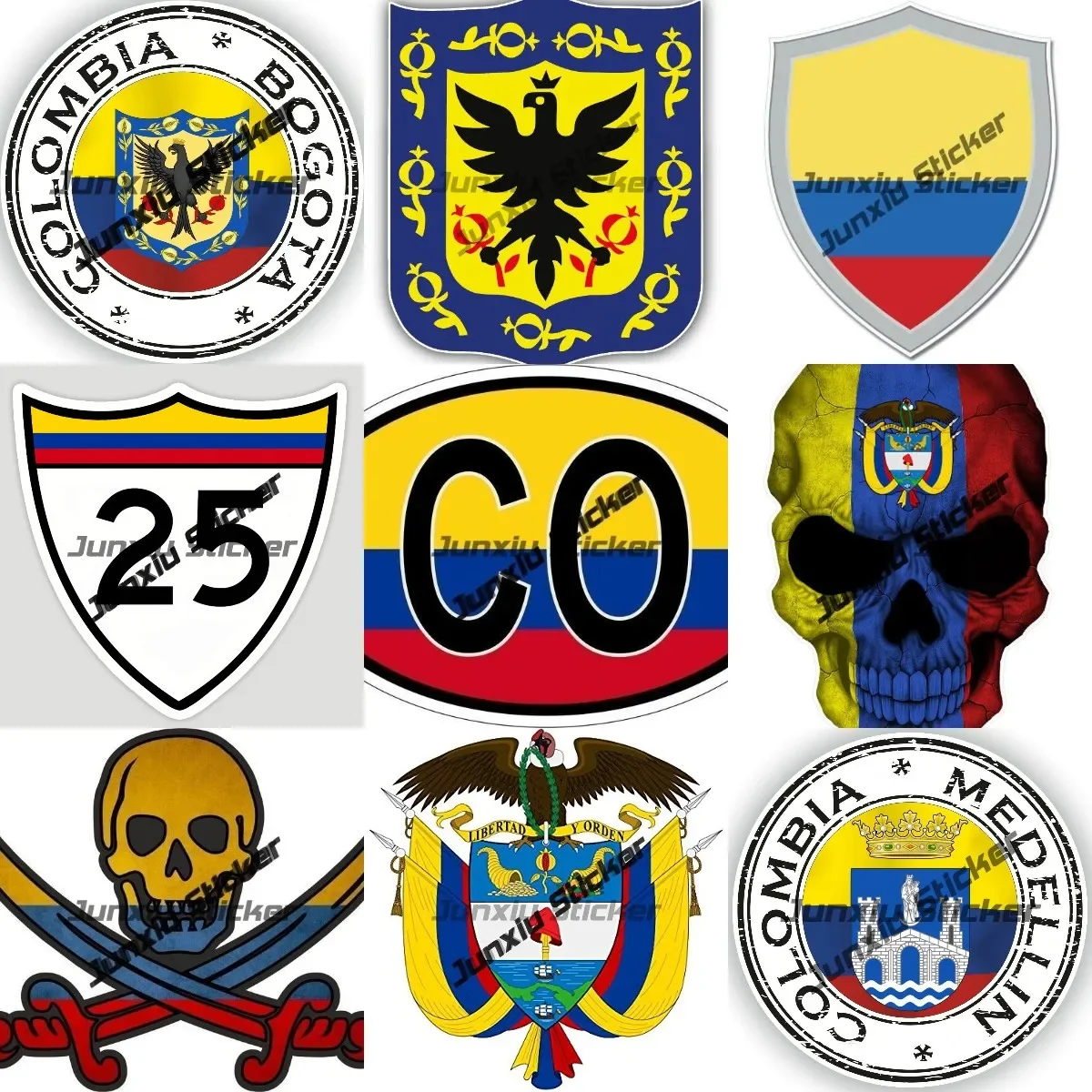 Colombia Coat of Arms Car Sticker Colombia Medellin Stamp Seal Sticker Decal Bogota City Coat of Arms Colombia Car Decal Decor