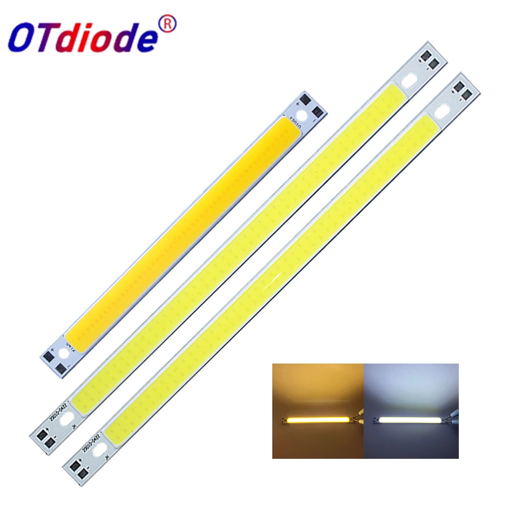 12V COB LED Strip Light 200x10mm or 120x10mm Lamp Emitting Diode 10W 1000-1500LM  Warm Neutral White Cold 6500K For Car Lighting