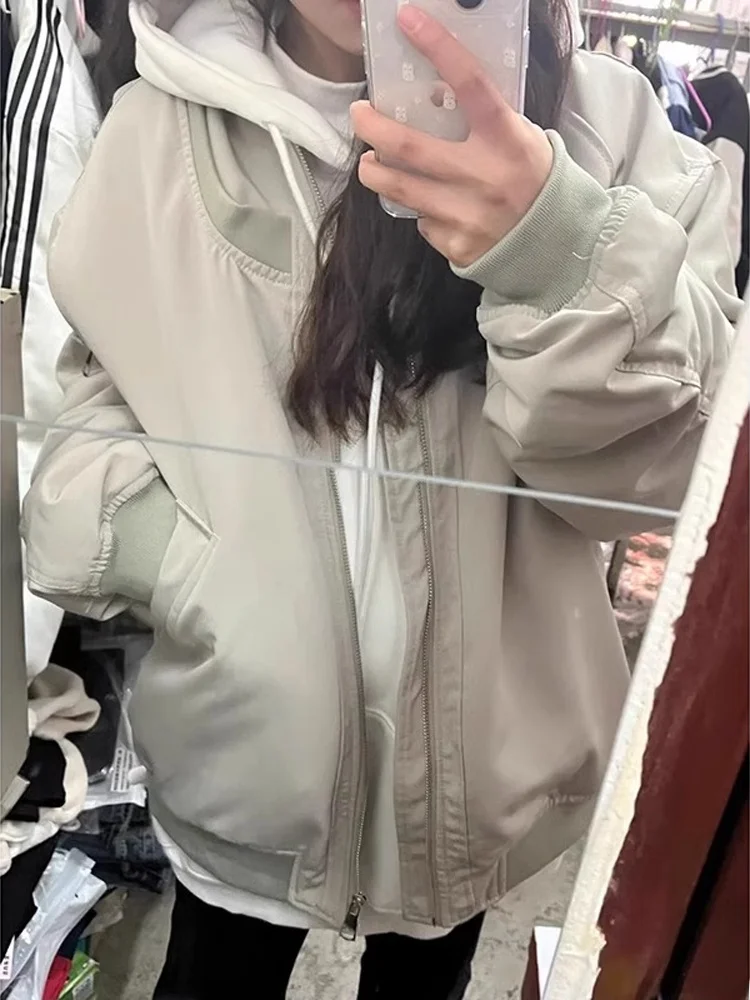 

American Sle Men's Baseball Jaet Spring Autumn Outerwear Design Sense Pilot Coat Vintage Polyester Fiber Zipper Closure