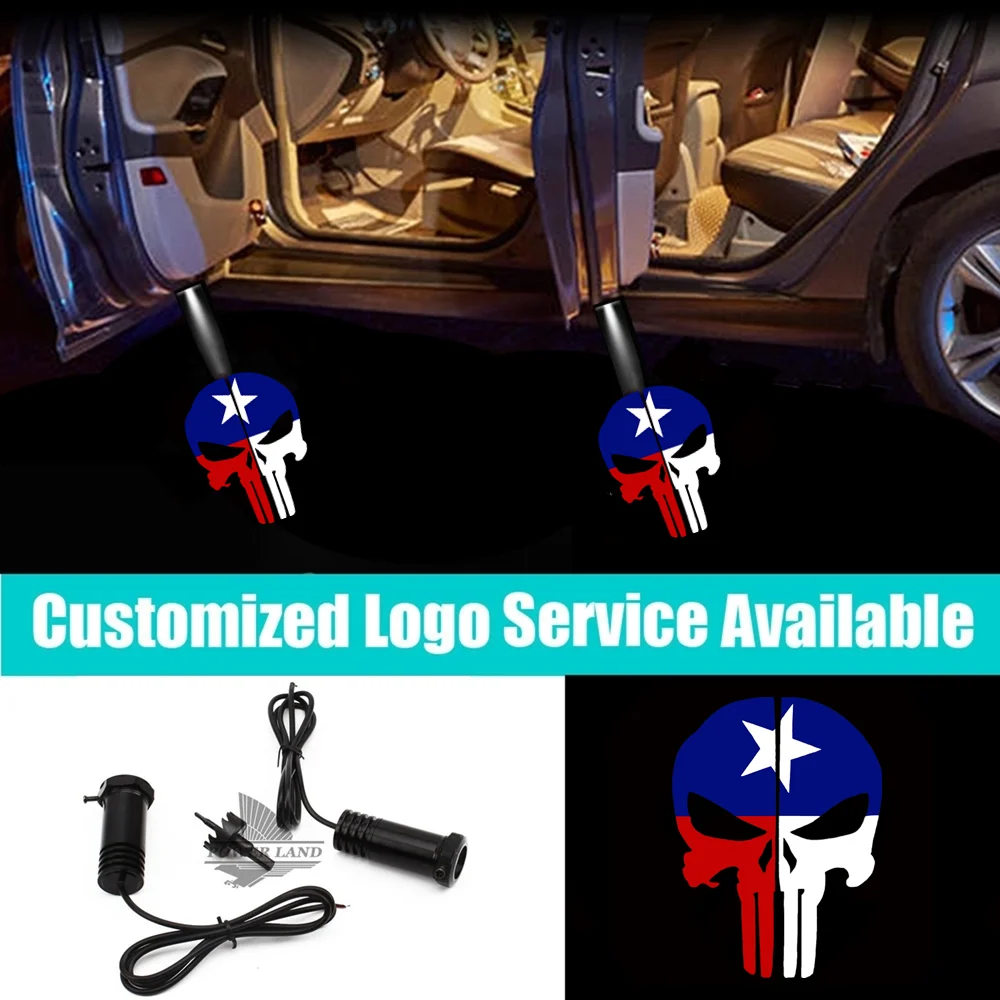 

2x Wired LED Lone Star Skulls Logo Car Door Welcome Laser Projector Light Decoration Accessories