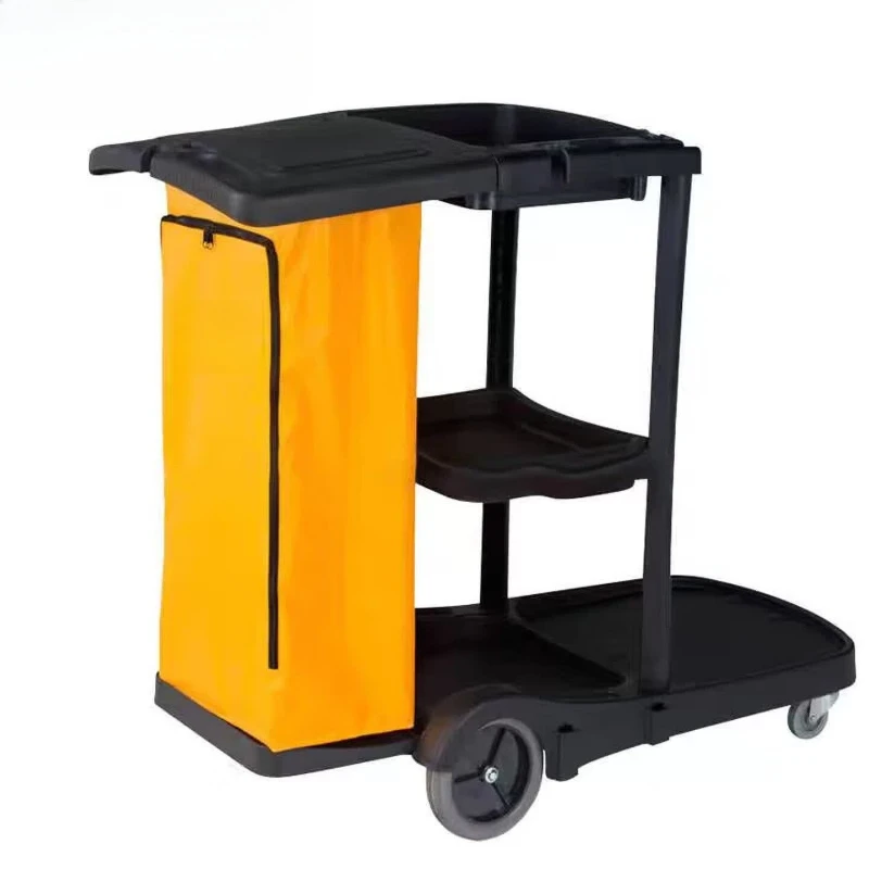 Cleaning cart, multi-function trolley, special tools for hotel rooms, black thickened model.