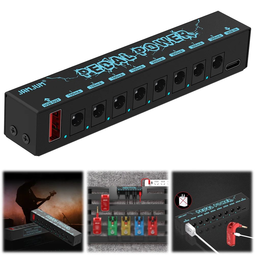 Guitar Effect Pedal Board Power Supply Short Circuit Overcurrent Protection Lower Noise Pedal Power Supply for Effect Pedals