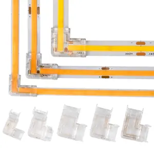 Bilashmart COB LED Connector Seamless 90 Degree L Shape Corner Connectors 5mm 8mm 10mm 2/3/4pin FOB RGB CCT Tape Lights Connection 5