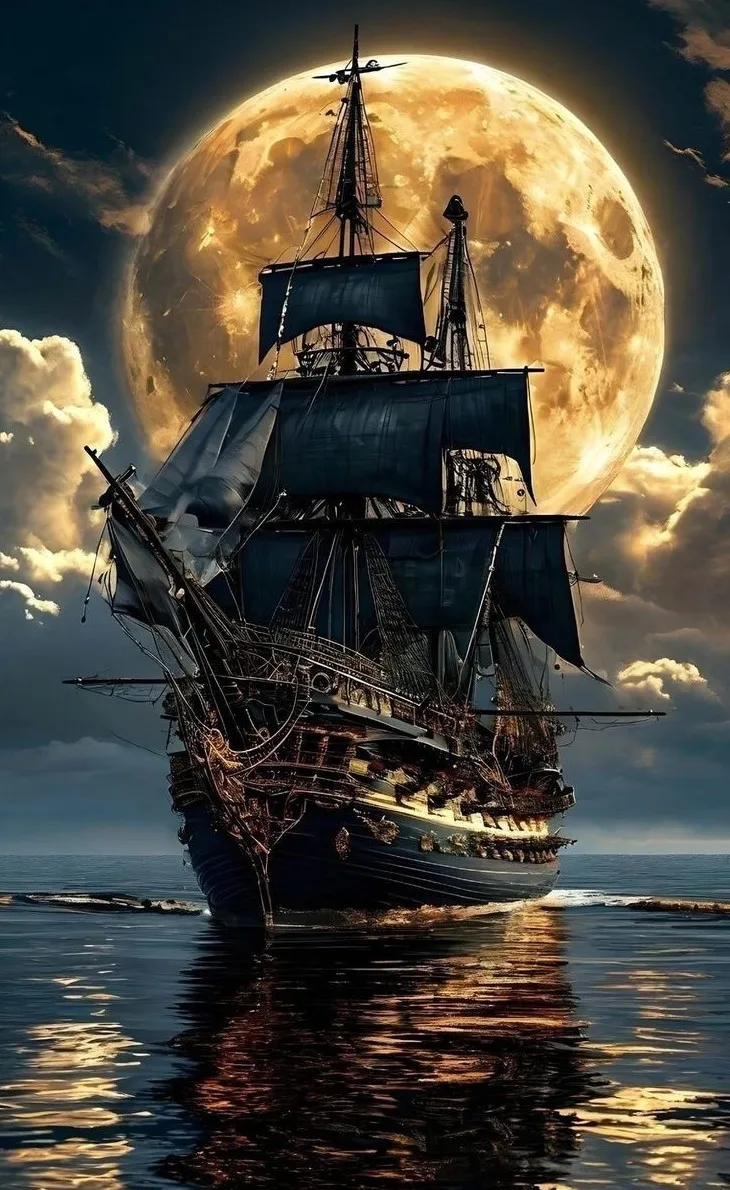 

Div 5D Pirate Ship Moon Sea Ocean Cloud Full Diamond Painting cross stitch kits art ocean marine life 3D paint by diamonds