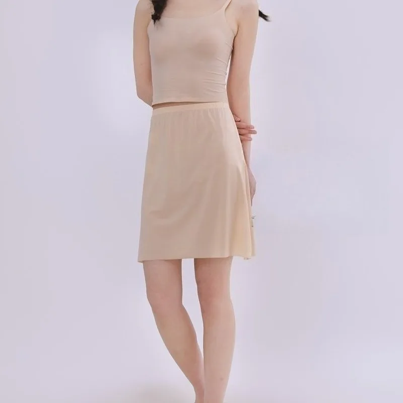 Falda antideslizante sin costuras para verano, enagua transparente con forro de seda, capa de seguridad para vestidos, transpirable, ultrafina
