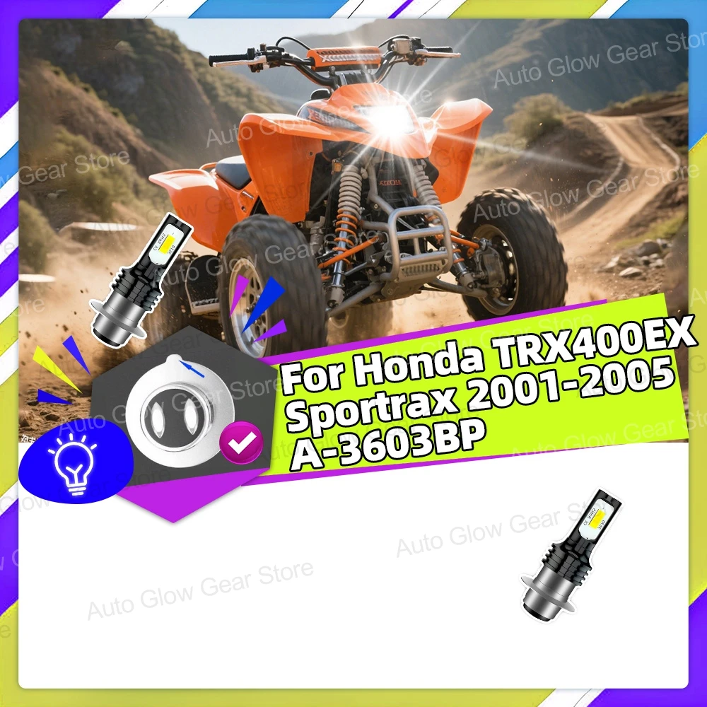 

2x 6000K LED Headlight Bulbs For Honda TRX400EX Sportrax 2001 2002 2003 2004 2005 A-3603BP Accessories Plug-N-Play