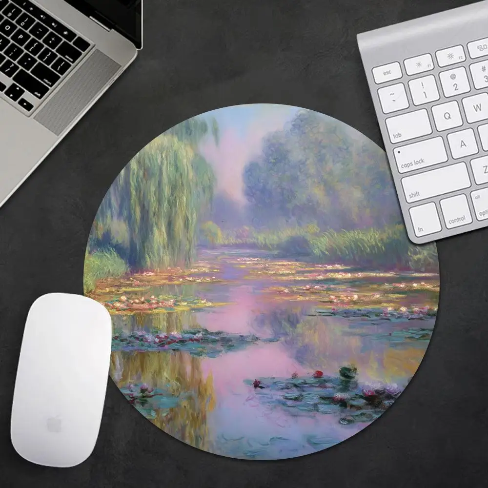 Art Oil Painting Flowers Floral Round Mouse Pad Non-Slip Desk Mat Desk Accessories Desktop Computers Carpet Pc Gaming Mousepad