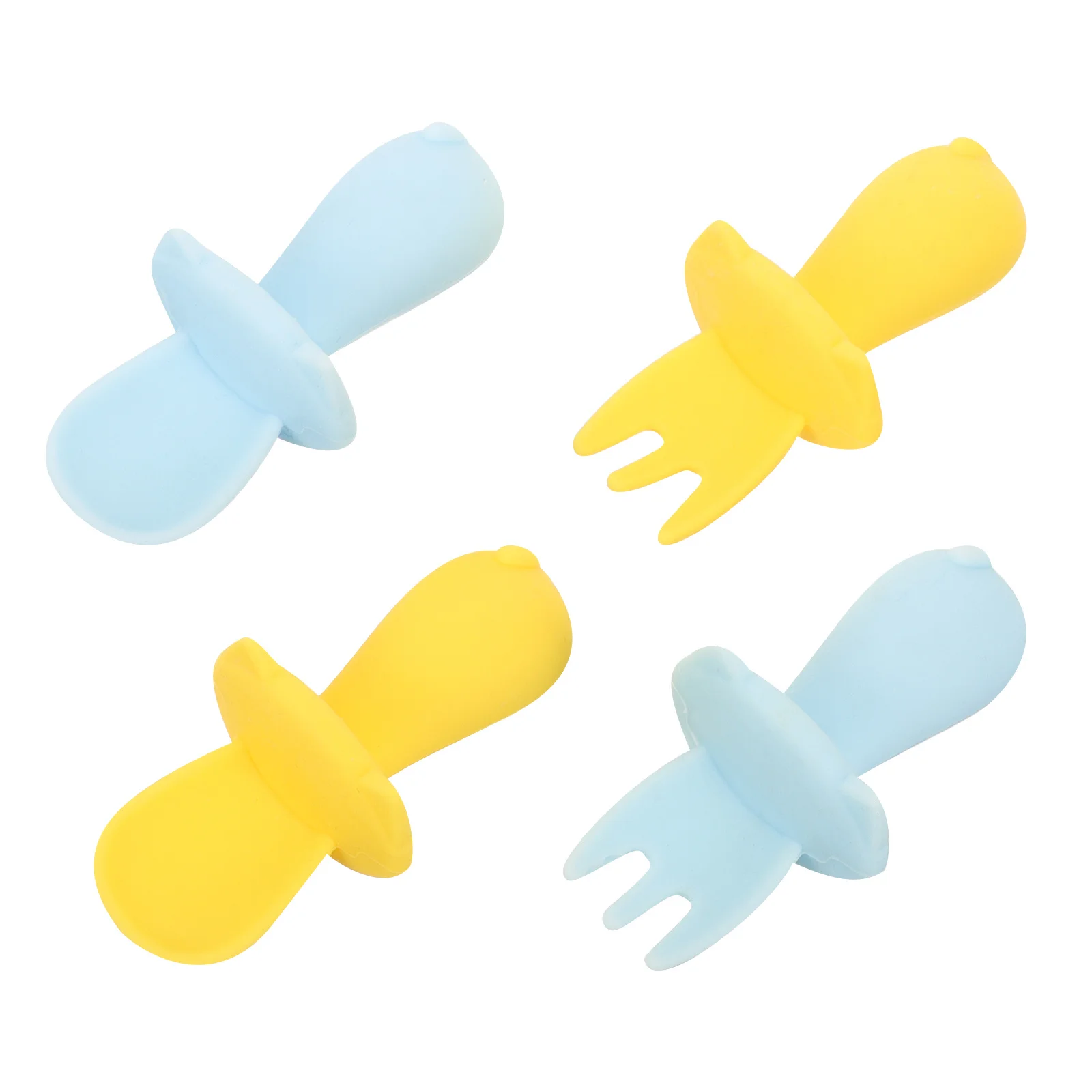 

2 шт., силиконовая мягкая ложка для кормления ребенка, набор вилок для малышей, обучающая посуда для еды, детская вилка и ложка, набор посуды для младенцев