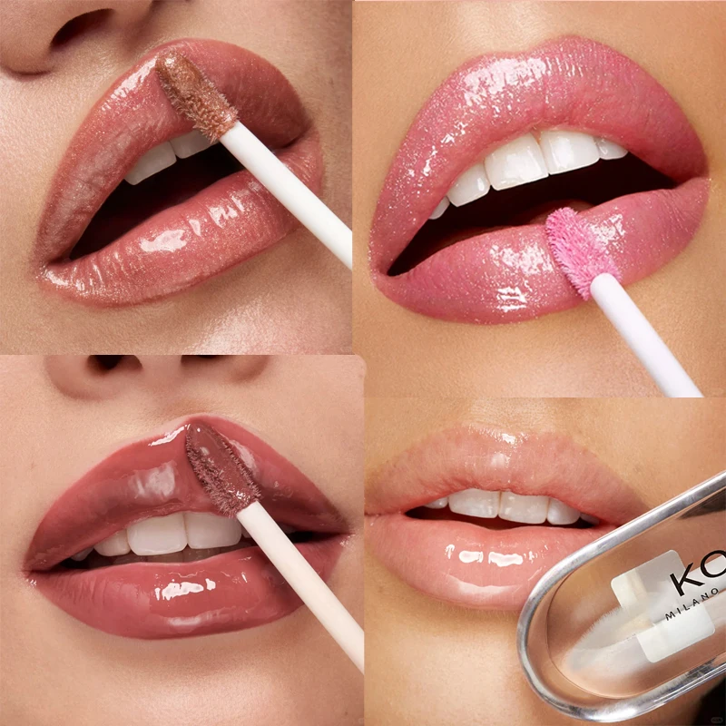 2025 3D 미러 워터 이펙트 밀크티 빈 페이스트 컬러 투명 립글로스 롱래스팅 영양 공급 색상 지속 미러 립스틱