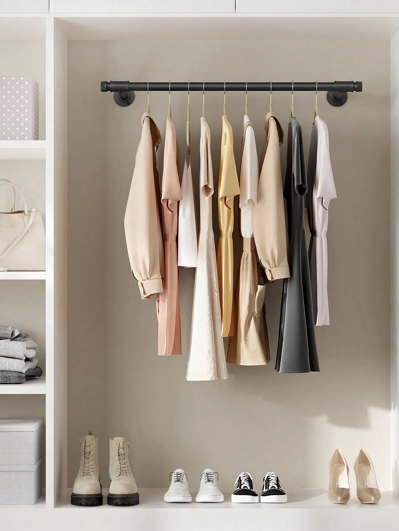 SONGMICS appendiabiti a parete, stile industriale, salvaspazio, 30x84x7 cm, carico 60 kg, montaggio