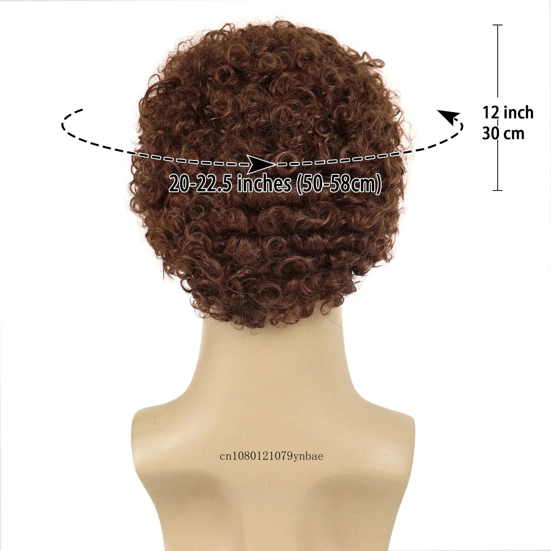 Afro Curly Short Brown Synthetic Hair Wigs for Men Male Disco Rock Wig High Temperature Fiber Daily Cosplay Party Halloween