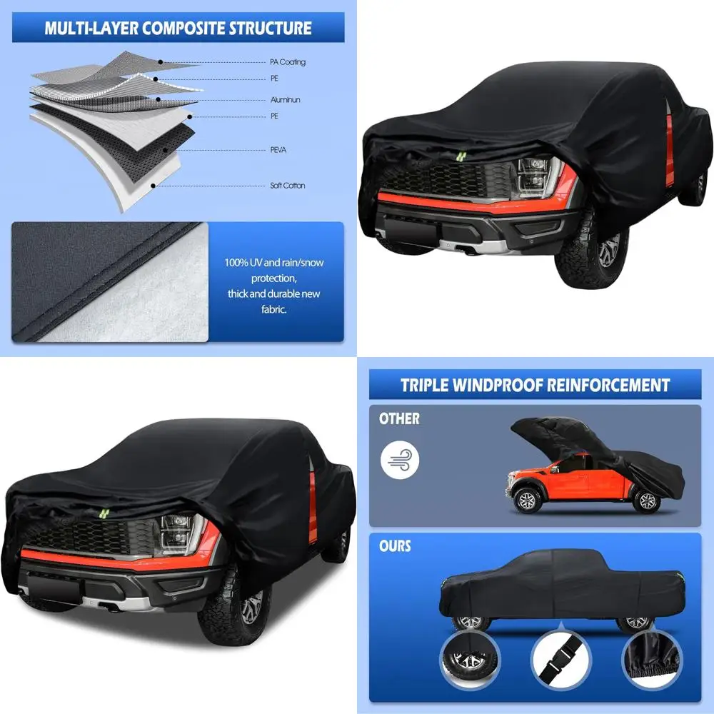 

Всепогодный водонепроницаемый чехол для пикапа с 6 слоями защиты, подходит для различных моделей, длина до 240 см.