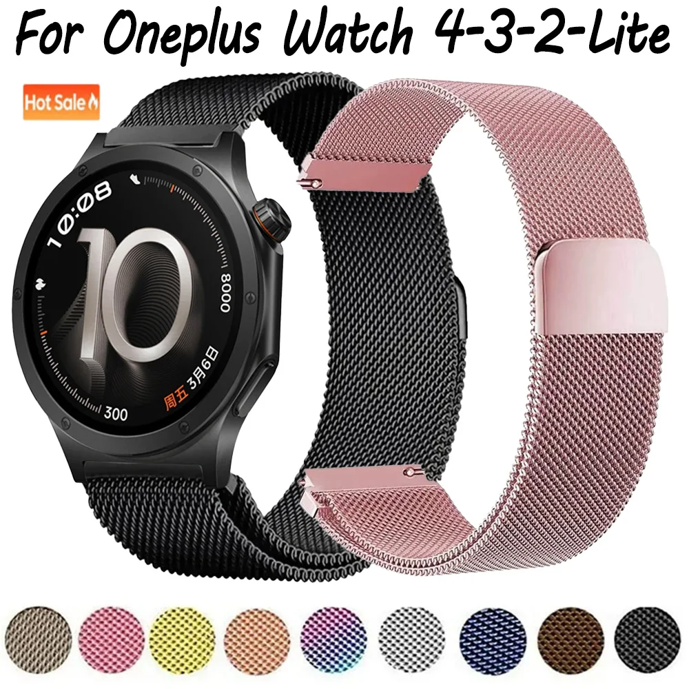 20/22mm Metal Milanese Strap For Oneplus Watch 4-3-2-Lite OPPO X3-S-X2 Breathable Magnetic Wristband For Xiaomi Watch S5/4/3/2