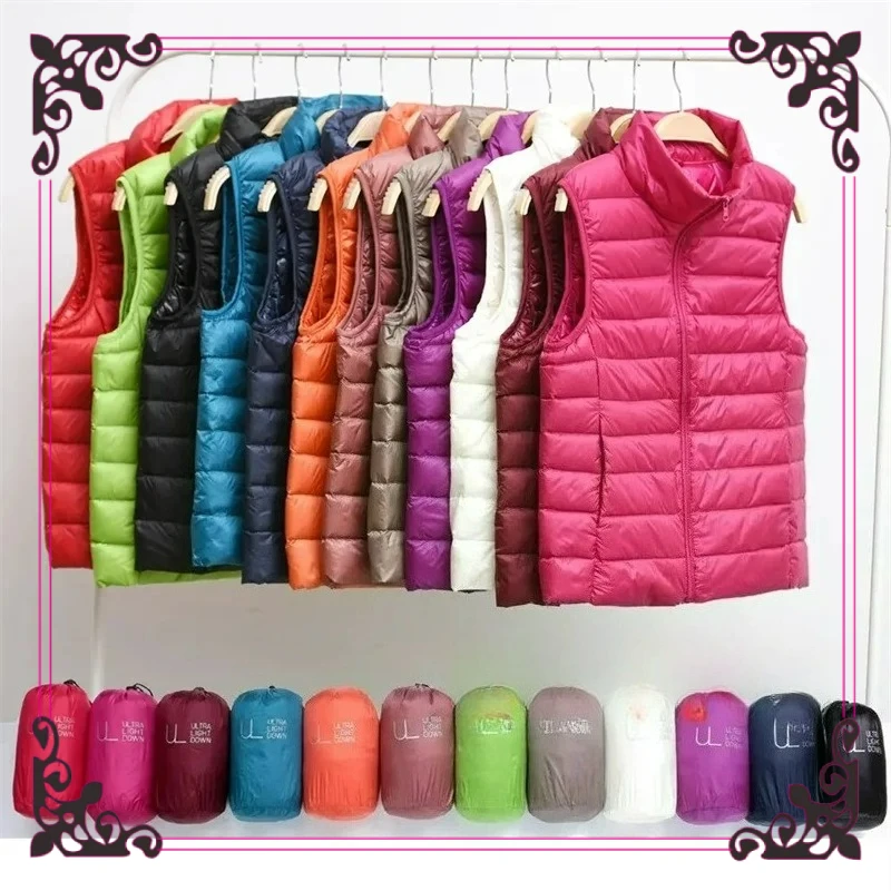

Новинка 2025, женские ультралегкие пуховые жилеты, тонкая куртка без рукавов, портативный легкий ветрозащитный жилет для девочек, женские топы на бретелях, пальто