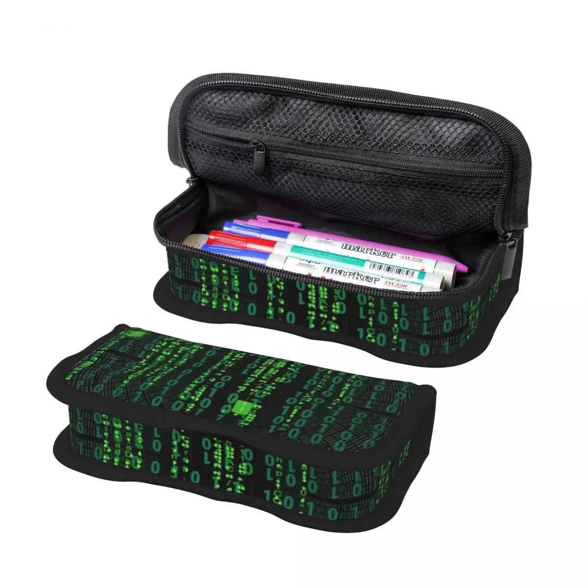 Matrix Original Green Design Pencil Case for Students School Pen Box Pencil Bag Stationery Supplies Pen Holder Bag